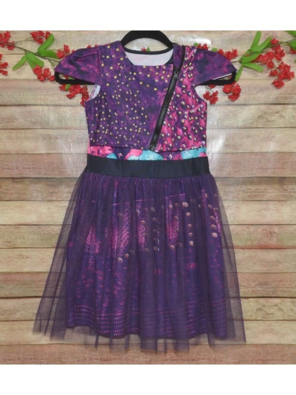 Girls Evie Descendants Costume Dress Size 8 Purple Tulle Halloween Cosplay